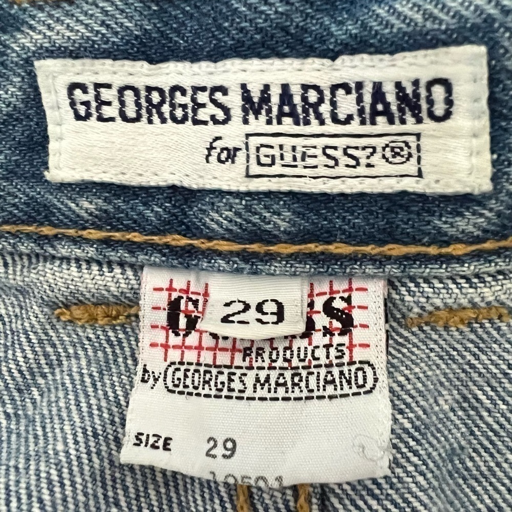 Vintage 80’s 90’s Georges Marciano for Guess cotton blue jean mini skirt size 0 - Picture 8 of 9